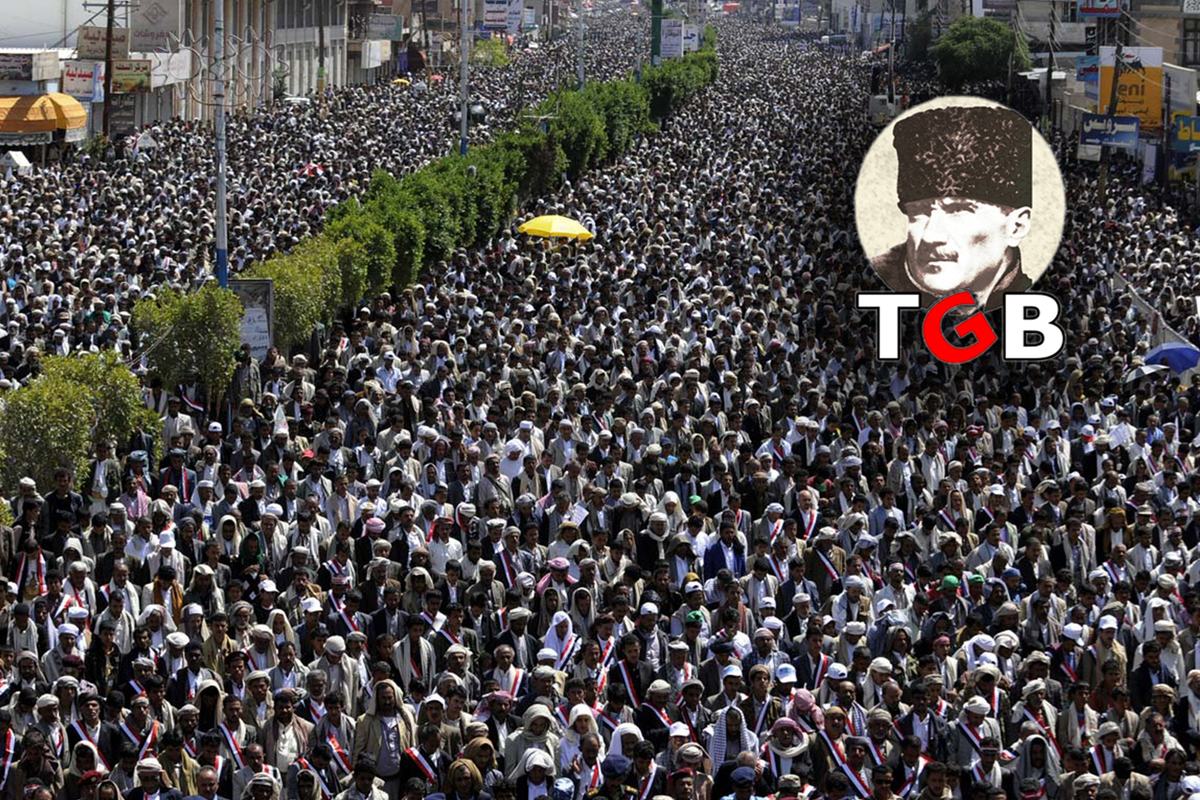 A huge crowd at a rally in Yemen