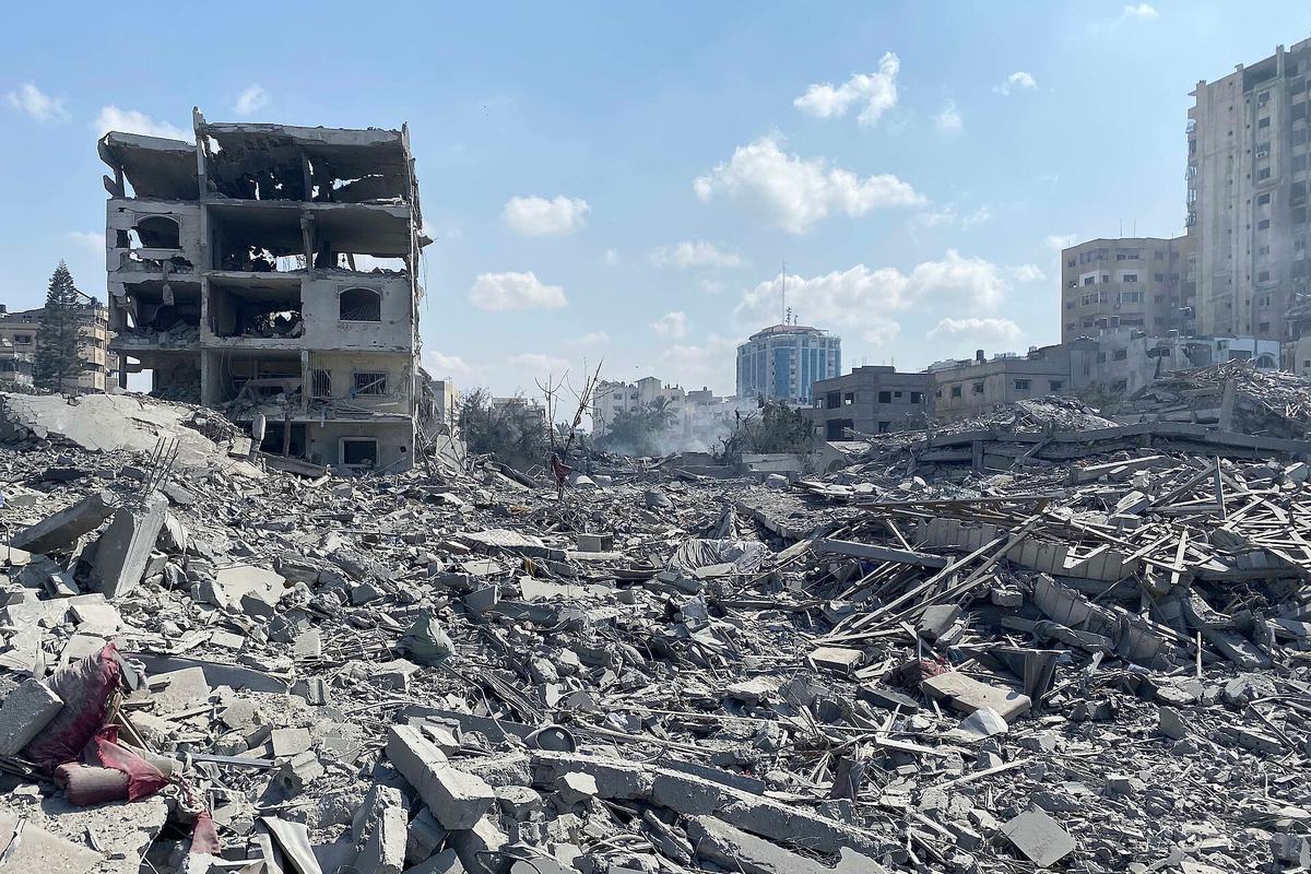 Destruction in the Gaza Strip after Israeli bombardment