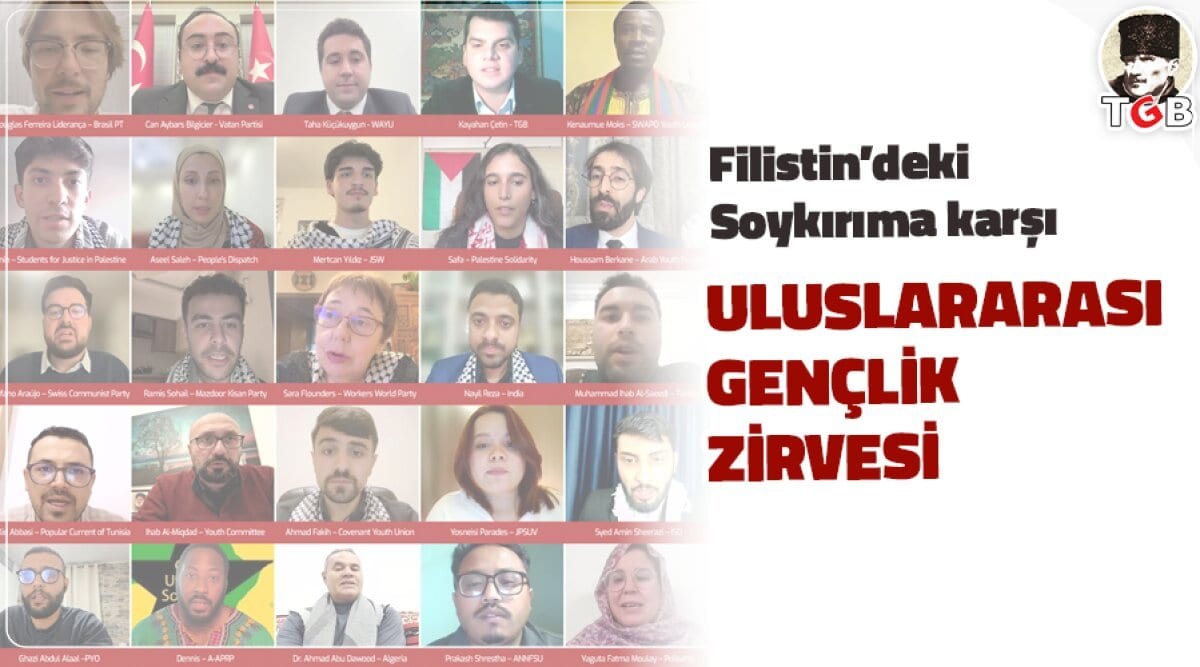 The online meeting screen showing representatives of the youth organisations attending the summit.